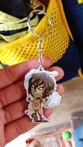 Móc Khóa Đầu Eren Attack On Titan Xinh Xắn, Chất Liệu Mica Trong Suốt In 2 Mặt, Kích Thước 5cm , Trang Trí Treo Cặp, Balo