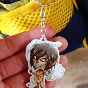Móc Khóa Đầu Eren Attack On Titan Xinh Xắn, Chất Liệu Mica Trong Suốt In 2 Mặt, Kích Thước 5cm , Trang Trí Treo Cặp, Balo
