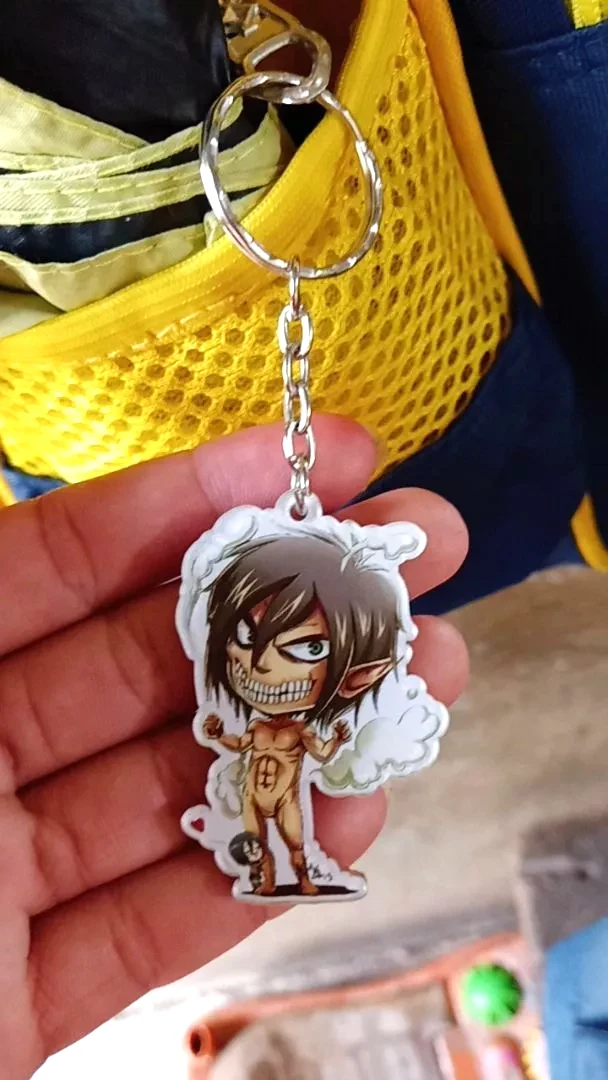 Móc Khóa Đầu Eren Attack On Titan Xinh Xắn, Chất Liệu Mica Trong Suốt In 2 Mặt, Kích Thước 5cm , Trang Trí Treo Cặp, Balo