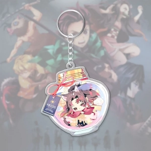 Móc Khoá Demon Slayer Kimetsu No Yaiba Gund Anime Chibi, Mica Trong Suốt In 2 Mặt, Kích Thước 5cm , Trang Trí Treo Cặp, Balo