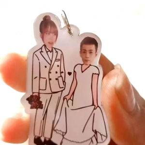 Móc Khóa Đôi In Hình Chibi Dễ Thương Cặp Đôi Theo Yêu Cầu Chất Liệu Mica , Quà Tang Valentine, Chất Liệu Mica Trong Suốt In 2 Mặt, Kích Thước 5cm , Trang Trí Treo Cặp, Balo 1