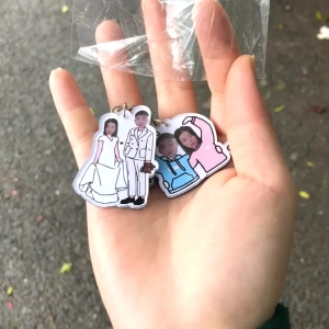 Móc Khóa Đôi In Hình Chibi Dễ Thương Cặp Đôi Theo Yêu Cầu Chất Liệu Mica , Quà Tang Valentine, Chất Liệu Mica Trong Suốt In 2 Mặt, Kích Thước 5cm , Trang Trí Treo Cặp, Balo