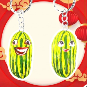Móc Khoá Dưa Hấu Meme Hài Hước - Móc Khóa Mica Trong Suốt In 2 Mặt, Kích Thước 5cm , Trang Trí Treo Cặp, Balo 1