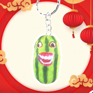 Móc Khoá Dưa Hấu Meme Hài Hước - Móc Khóa Mica Trong Suốt In 2 Mặt, Kích Thước 5cm , Trang Trí Treo Cặp, Balo