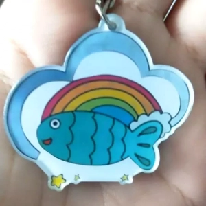 Móc Khóa Fish Upon The Sky Pondphuwin , Mica Trong Suốt In 2 Mặt, Kích Thước 5cm , Trang Trí Treo Cặp, Balo