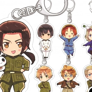 Móc Khóa Hetalia Axis Powers Mặt Dây Chuyền Móc Khóa Acrylic Wang Yao Vargas Jones Bonofovag, Mica Trong Suốt In 2 Mặt, Kích Thước 5cm , Trang Trí Treo Cặp, Balo 1