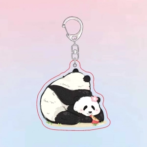 Móc Khóa Hình Gấu Trúc / Hoa Lá / Gấu Trúc Cỡ Nhỏ Xinh Xắn Phụ Kiện Trang Trí Dễ Thương Chất Liệu Mica Trong Suốt In 2 Mặt, Kích Thước 5cm , Trang Trí Treo Cặp, Balo 1