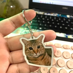 Móc Khóa In Hình Thú Cưng Theo Yêu Cầu Mica Trong Suốt In 2 Mặt , Trang Trí Treo Cặp, Balo