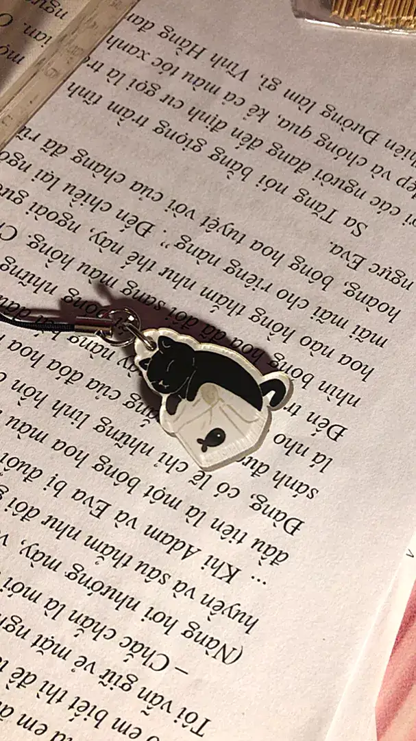 Móc Khóa Kèm Dây Treo Điện Thoại Coffee Cute Cat Mèo Cute, Theo Yêu Cầu Mica Trong Suốt In 2 Mặt , Trang Trí Treo Cặp, Balo 7