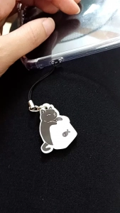Móc Khóa Kèm Dây Treo Điện Thoại Coffee Cute Cat Mèo Cute, Theo Yêu Cầu Mica Trong Suốt In 2 Mặt , Trang Trí Treo Cặp, Balo