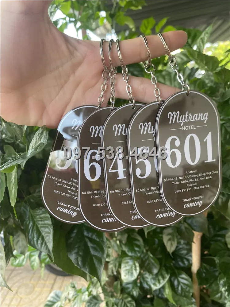 Móc Khóa Khách Sạn, Hotel, Mote, Homestay Mẩu Hình Bầu Dục Màu Mâu ,Làm Theo Yêu Cầu , Giá Xưởng, Cắt Laser, Mica Trong Suốt Dày 4mm , kích thước 4.5x5.5 cm , Giá Tận Gốc, Free Ship Từ 30 Cái 2 Móc Khóa Khách Sạn, Hotel, Mote, Homestay Mẩu Hình Bầu Dục Màu Mâu ,Làm Theo Yêu Cầu , Giá Xưởng, Cắt Laser, Mica Trong Suốt Dày 4mm , kích thước 4.5x5.5 cm , Giá Tận Gốc, Free Ship Từ 30 Cái - Ảnh 2