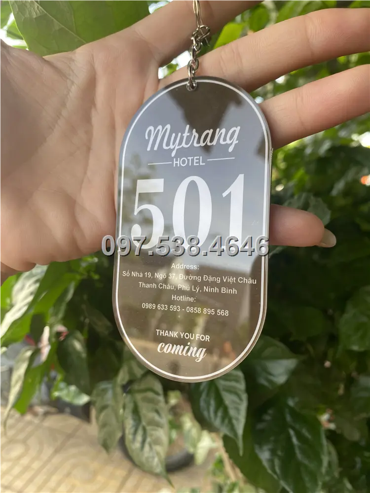 Móc Khóa Khách Sạn, Hotel, Mote, Homestay Mẩu Hình Bầu Dục Màu Mâu ,Làm Theo Yêu Cầu , Giá Xưởng, Cắt Laser, Mica Trong Suốt Dày 4mm , kích thước 4.5x5.5 cm , Giá Tận Gốc, Free Ship Từ 30 Cái 5 Móc Khóa Khách Sạn, Hotel, Mote, Homestay Mẩu Hình Bầu Dục Màu Mâu ,Làm Theo Yêu Cầu , Giá Xưởng, Cắt Laser, Mica Trong Suốt Dày 4mm , kích thước 4.5x5.5 cm , Giá Tận Gốc, Free Ship Từ 30 Cái - Ảnh 5