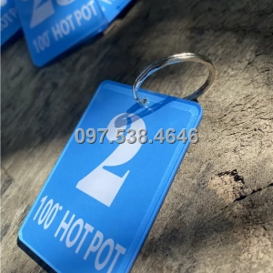 Móc Khóa Khách Sạn, Hotel, Mote, Homestay Mẩu Hình Chữ Nhật, Màu Xanh Lam,Làm Theo Yêu Cầu , Giá Xưởng, Cắt Laser, Mica Trong Suốt Dày 4mm , kích thước 4.5x5.5 cm , Giá Tận Gốc, Free Ship Từ 30 Cái