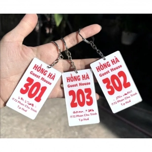Móc Khóa Khách Sạn Mica Trong 2 Mặt, Hình Chữ Nhật Số Phòng, Logo, Tên Khách Sạn, Nhà Nghỉ, Homestay, Motel, Hotel In Theo Yêu Cầu 1