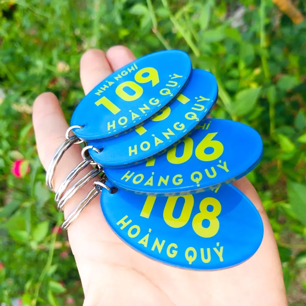 Móc Khóa Khách Sạn Mica Trong 2 Mặt, Hình Elip Và Oval Số Phòng, Logo, Tên Khách Sạn, Nhà Nghỉ, Homestay, Motel, Hotel In Theo Yêu Cầu 4