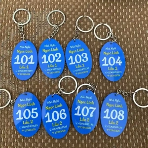 Móc Khóa Khách Sạn Mica Trong 2 Mặt, Hình Elip Và Oval Đa Dạng Màu, Tên Khách Sạn, Nhà Nghỉ, Homestay, Motel, Hotel In Theo Yêu Cầu