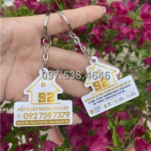 Móc Khóa Logo Treo Theo Yêu Cầu tại Bắc Kạn, Giá Xưởng, Cắt Laser, Mica Trong Suốt Dày 4mm , kích thước 4.5x5.5 cm , Giá Tận Gốc, Free Ship Từ 30 Cái