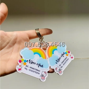 Móc Khóa Logo Treo Theo Yêu Cầu tại Ninh Bình, Giá Xưởng, Cắt Laser, Mica Trong Suốt Dày 4mm , kích thước 4.5x5.5 cm , Giá Tận Gốc, Free Ship Từ 30 Cái