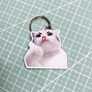 Móc Khoá Mica Mèo Meme Cute Đáng Yêu, Mỹ Diệu, Meme Quà Tặng Bạn Bè, Chất Liệu Mica Trong Suốt In 2 Mặt, Kích Thước 5cm , Trang Trí Treo Cặp, Balo
