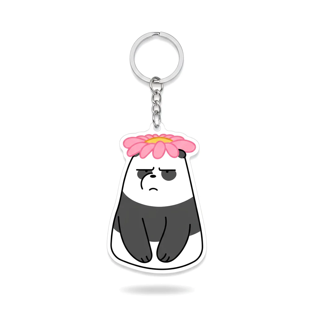 Móc Khoá Panda Lãng Mạn Cute Tặng Người Thân, Bạn Bè, Làm Theo Yêu Cầu, Chất Liệu Mica Trong Suốt In 2 Mặt, Kích Thước 5cm , Trang Trí Treo Cặp, Balo