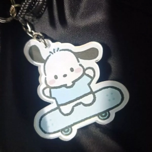 Móc Khóa Sanrio Hình Ván Trượt Sanrio Chất Liệu Acrylic Mica Trong Suốt In 2 Mặt, Kích Thước 5cm , Trang Trí Treo Cặp, Balo