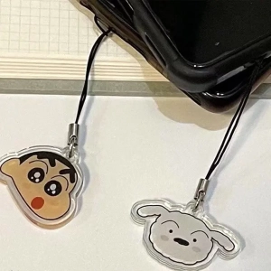 Móc Treo Dây Treo Điện Thoại Shin Chan Cậu Bé Bút Chì Dây Đeo Điện Thoại Ngắn Dễ Thương, In Theo Yêu Cầu Chất Liệu Mica Trong Suốt In 2 Mặt, Kích Thước 5cm