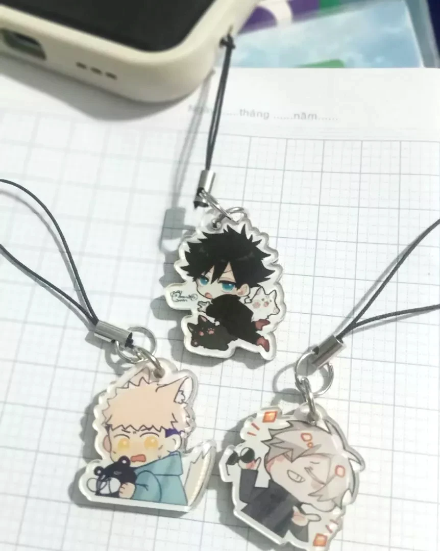 Móc Treo Điện Thoại, Dây Đeo Điện Thoại, Móc Khóa Acrylic Jujutsu Kaisen Gojo Satoru Anime Chibi Cute Theo Yêu Cầu Mica Trong Suốt In 2 Mặt , Trang Trí Treo Cặp, Balo 5