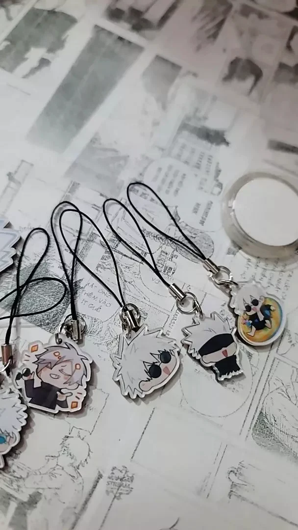 Móc Treo Điện Thoại, Dây Đeo Điện Thoại, Móc Khóa Acrylic Jujutsu Kaisen Gojo Satoru Anime Chibi Cute Theo Yêu Cầu Mica Trong Suốt In 2 Mặt , Trang Trí Treo Cặp, Balo 6