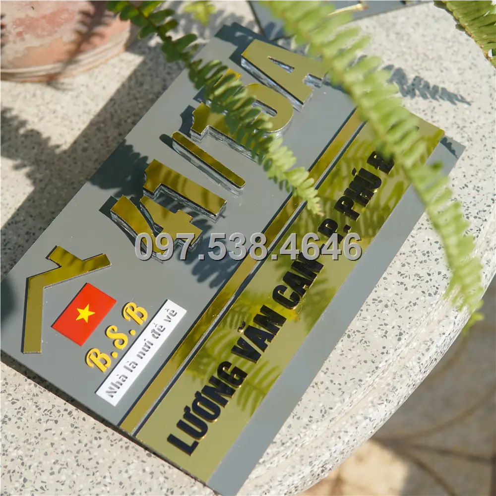 Biển Số Nhà Đẹp Hiện Đại tại Vị Thanh -Hậu Giang Kích Thước 30x20, Số Nổi 8mm, Chữ Nổi 2mm, Chất Liệu Mica, Alu , Mực Uv, Làm Theo Yêu Cầu, Miễn Phí Thiết Kế Và Miễn Phí Vận Chuyển Tận Nhà 5 Biển Số Nhà Đẹp Hiện Đại tại Vị Thanh -Hậu Giang
Kích Thước 30x20, Số Nổi 8mm, Chữ Nổi 2mm, Chất Liệu Mica, Alu , Mực Uv, Làm Theo Yêu Cầu, Miễn Phí Thiết Kế Và Miễn Phí Vận Chuyển Tận Nhà - Ảnh 5