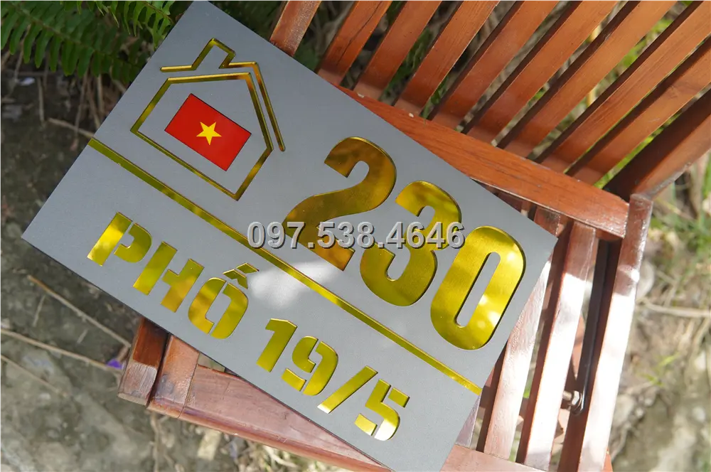 Biển Số Nhà Đẹp Hiện Đại tại Thủ Dầu Một -Bình Dương Kích Thước 30x20, Số Nổi 8mm, Chữ Nổi 2mm, Chất Liệu Mica, Alu , Mực Uv, Làm Theo Yêu Cầu, Miễn Phí Thiết Kế Và Miễn Phí Vận Chuyển Tận Nhà 9 Biển Số Nhà Đẹp Hiện Đại tại Thủ Dầu Một -Bình Dương
Kích Thước 30x20, Số Nổi 8mm, Chữ Nổi 2mm, Chất Liệu Mica, Alu , Mực Uv, Làm Theo Yêu Cầu, Miễn Phí Thiết Kế Và Miễn Phí Vận Chuyển Tận Nhà - Ảnh 9