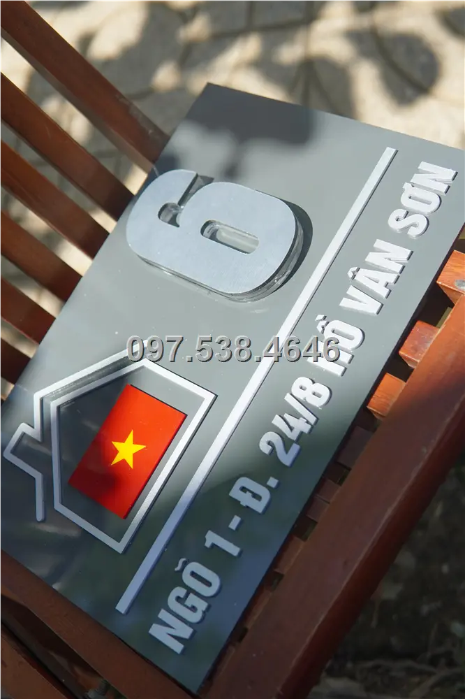 Biển Số Nhà Đẹp Hiện Đại tại Tuyên Quang Kích Thước 30x20, Số Nổi 8mm, Chữ Nổi 2mm, Chất Liệu Mica, Alu , Mực Uv, Làm Theo Yêu Cầu, Miễn Phí Thiết Kế Và Miễn Phí Vận Chuyển Tận Nhà 4 Biển Số Nhà Đẹp Hiện Đại tại Tuyên Quang
Kích Thước 30x20, Số Nổi 8mm, Chữ Nổi 2mm, Chất Liệu Mica, Alu , Mực Uv, Làm Theo Yêu Cầu, Miễn Phí Thiết Kế Và Miễn Phí Vận Chuyển Tận Nhà - Ảnh 4