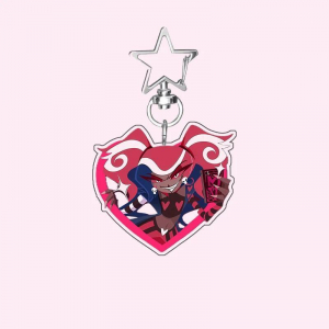 6cm Anime Character Heart-shaped Design Acrylic Bag Decoration Hazbin Hotel Charlie Alastor Móc Khóa In Theo Yêu Cầu, Chất Liệu Mica Trong Suốt In 2 Mặt , Dày 4mm