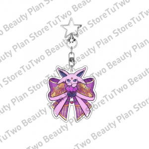 Anime Star Charm Vaporeon Flareon Espeon Sylveon Eevee Bow Shape Acrylic Keychain Accessories Móc Khóa In Theo Yêu Cầu, Chất Liệu Mica Trong Suốt In 2 Mặt , Dày 4mm