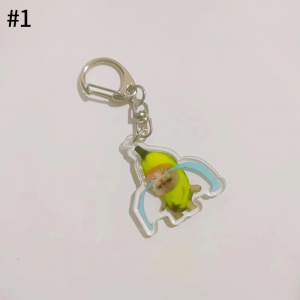 Banana Cat Keychain Keychain Funny Emoji Keychain Mica Key Ring Student Bag Pendant Gift Móc Khóa In Theo Yêu Cầu, Chất Liệu Mica Trong Suốt In 2 Mặt , Dày 4mm