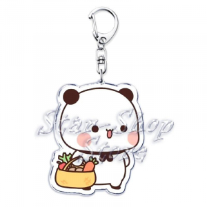 Bubu Dudu Rose Love Keychains Couple Bear Panda Acrylic Pendant Mica Keychain Móc Khóa In Theo Yêu Cầu, Chất Liệu Mica Trong Suốt In 2 Mặt , Dày 4mm