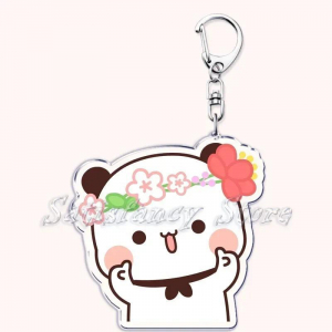 Cartoon Bubu Dudu Love Couple Baby Bear Panda Keyrings For Accessories Bag Keychain S S S Móc Khóa In Theo Yêu Cầu, Chất Liệu Mica Trong Suốt In 2 Mặt , Dày 4mm