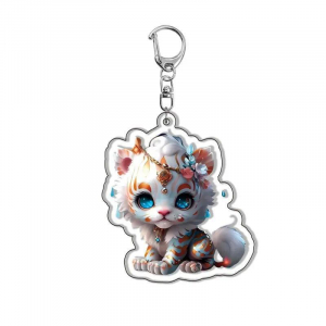 Cartoon Chinese Style Zodiac Animals Mica Keychain Rabbit Tiger Dragon Hanging Face Key Chain Móc Khóa In Theo Yêu Cầu, Chất Liệu Mica Trong Suốt In 2 Mặt , Dày 4mm