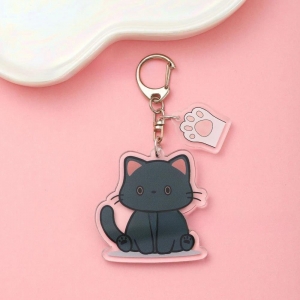 Cartoon Cute Acrylic Keychain Cat With Claws Kawaii Mica Fashionable Backpack Key Pendant Móc Khóa In Theo Yêu Cầu, Chất Liệu Mica Trong Suốt In 2 Mặt , Dày 4mm