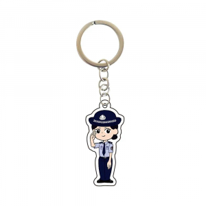 Cartoon Police Cute Keychain Character Firefighter Ffic Police Bag Hanging Face Keychain Móc Khóa In Theo Yêu Cầu, Chất Liệu Mica Trong Suốt In 2 Mặt , Dày 4mm