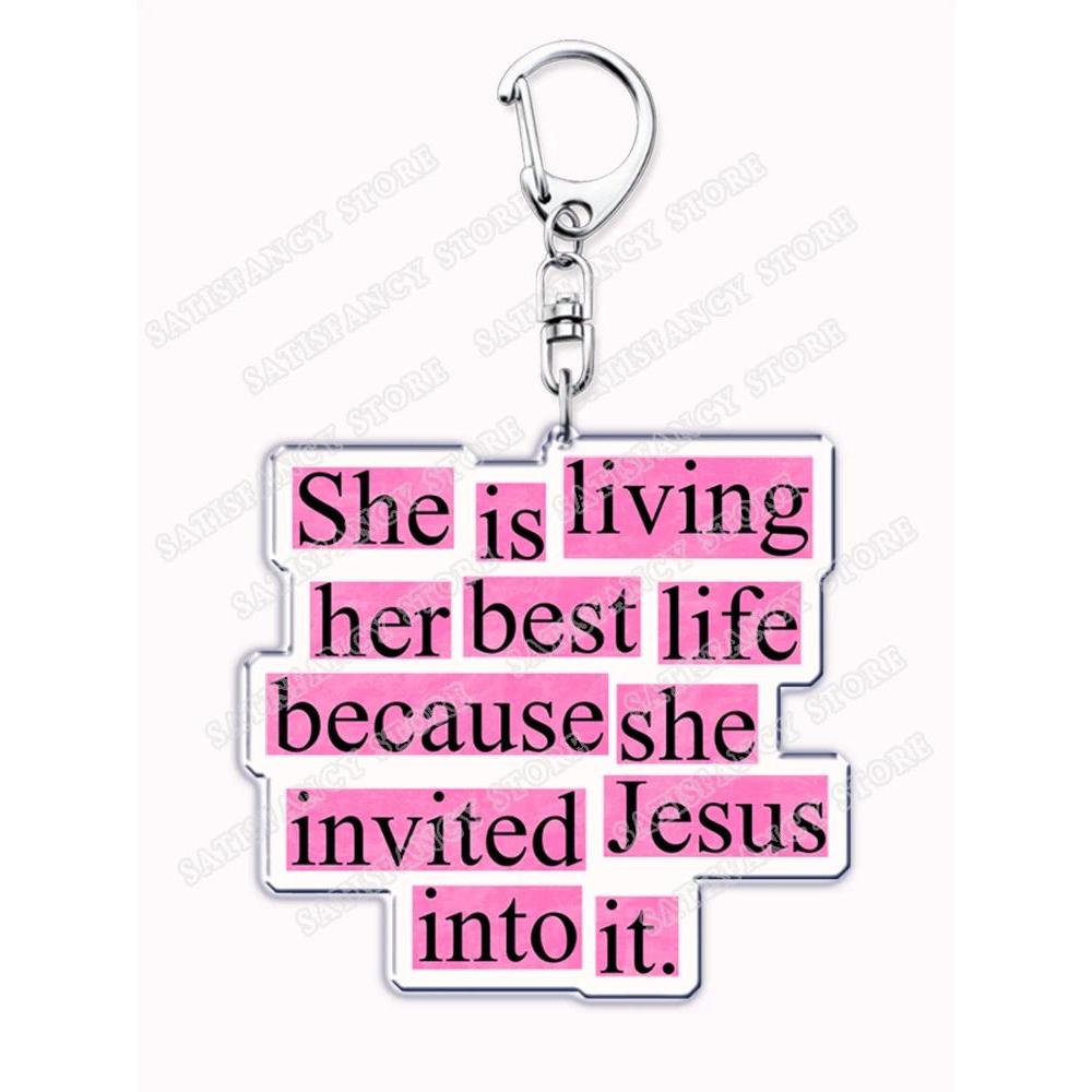 Christian Style Pink Jesus Keychain, Women's Bag, Bible Symbol, Church, Hope And Blessings, Móc Khóa In Theo Yêu Cầu, Chất Liệu Mica Trong Suốt In 2 Mặt , Dày 4mm 4 Christian Style Pink Jesus Keychain, Women's Bag, Bible Symbol, Church, Hope And Blessings, Móc Khóa In Theo Yêu Cầu, Chất Liệu Mica Trong Suốt In 2 Mặt , Dày 4mm - Ảnh 4