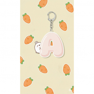 Cute Carrot Rabbit Keychain Móc Khóa In Theo Yêu Cầu, Chất Liệu Mica Trong Suốt In 2 Mặt , Dày 4mm
