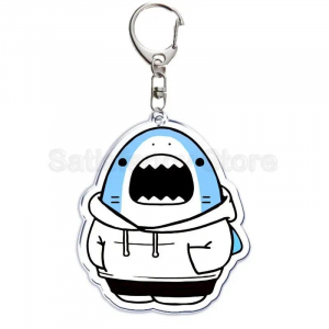 Cute Cartoon Shark Cat Keychain, Fried Shrimp Cat, , Móc Khóa In Theo Yêu Cầu, Chất Liệu Mica Trong Suốt In 2 Mặt , Dày 4mm