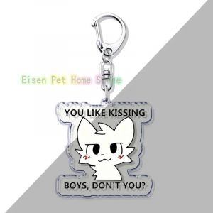 Cute Cat Boys Kisser Keyrings For Accessories Bag Keychain Ring Gamer Cartoon Meme S Móc Khóa In Theo Yêu Cầu, Chất Liệu Mica Trong Suốt In 2 Mặt , Dày 4mm