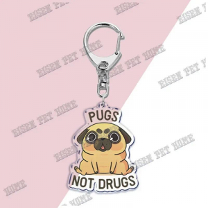 Cute Dog Pug Keychain For Accessories Bag Cartoon Pet Keychain Ring Love Pug Keychain Móc Khóa In Theo Yêu Cầu, Chất Liệu Mica Trong Suốt In 2 Mặt , Dày 4mm
