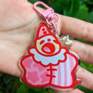 Cute Lil Clown Acrylic Keychain 3 Inch Trendy Fun Cartoon Key Ring For Luggage School Bags Móc Khóa In Theo Yêu Cầu, Chất Liệu Mica Trong Suốt In 2 Mặt , Dày 4mm