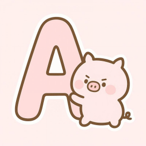 Cute Pink Pig Letter Keychain Mica 2 Sides Unique Design Made Of Transparent Mica Plastic Móc Khóa In Theo Yêu Cầu, Chất Liệu Mica Trong Suốt In 2 Mặt , Dày 4mm