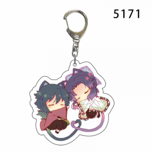 Demon Slayer Tanjirou Nezuko Keychain Cat Tail Love Heart Keyring Acrylic Bag Pendant Keyring Móc Khóa In Theo Yêu Cầu, Chất Liệu Mica Trong Suốt In 2 Mặt , Dày 4mm