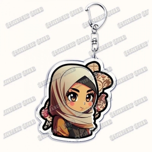 Fashion Islam Muslim Girl Woman Keychains Ramadan Eid Mubarak Hijab Mica Keychain Fans Móc Khóa In Theo Yêu Cầu, Chất Liệu Mica Trong Suốt In 2 Mặt , Dày 4mm
