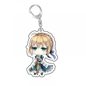 Fate Stay Night Tohsaka Rin Altria Pendragon Cute Cartoon Keychain Kawaii Keyrings Bag Parts Móc Khóa In Theo Yêu Cầu, Chất Liệu Mica Trong Suốt In 2 Mặt , Dày 4mm