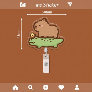 Fun Capybara Badge Retractable Roll, Name Badge Roll Holder Id Clip For Nursing Doctor Móc Khóa In Theo Yêu Cầu, Chất Liệu Mica Trong Suốt In 2 Mặt , Dày 4mm